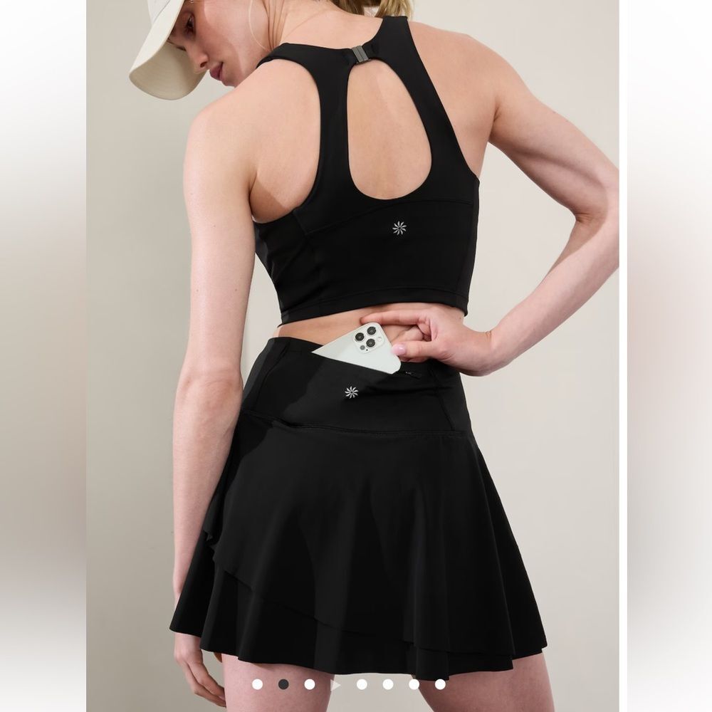 Athleta Swagger Skort ACE HIGH RISE RUFFLE Black XS Pickleball Tennis Golf